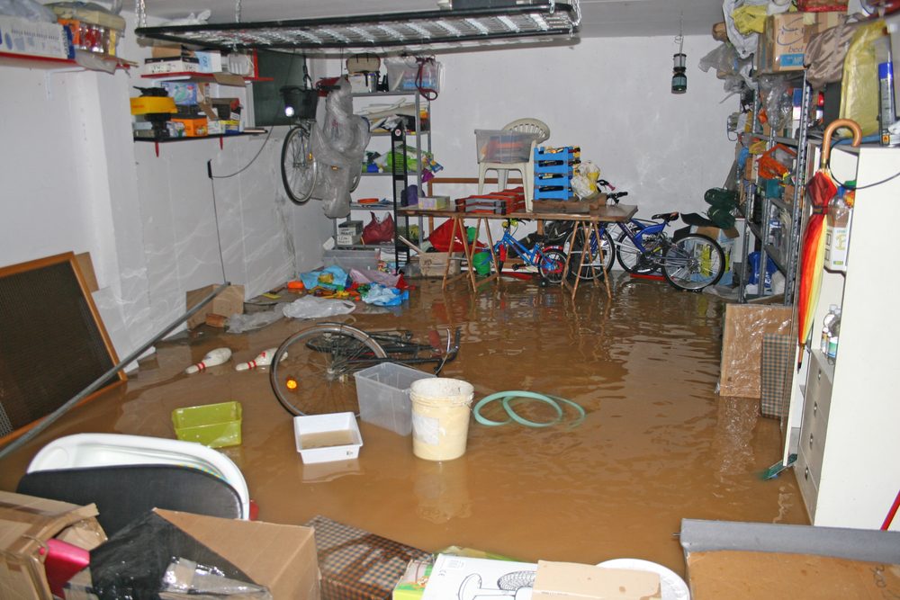 Flooded basement in need of water cleanup